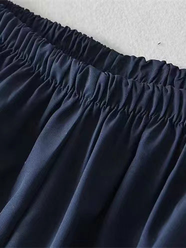 Marineblaue Retro Sport Baggy Pants mit Streifen