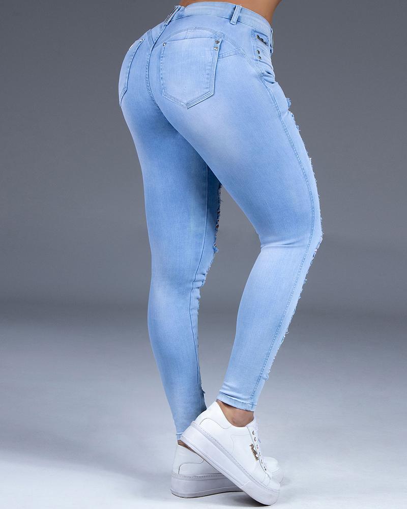 Extreme Distressed Stretch Butt Lifting Skinny Jeans