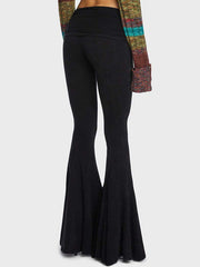 Black Vintage Mid Rise Flare Leg Pants