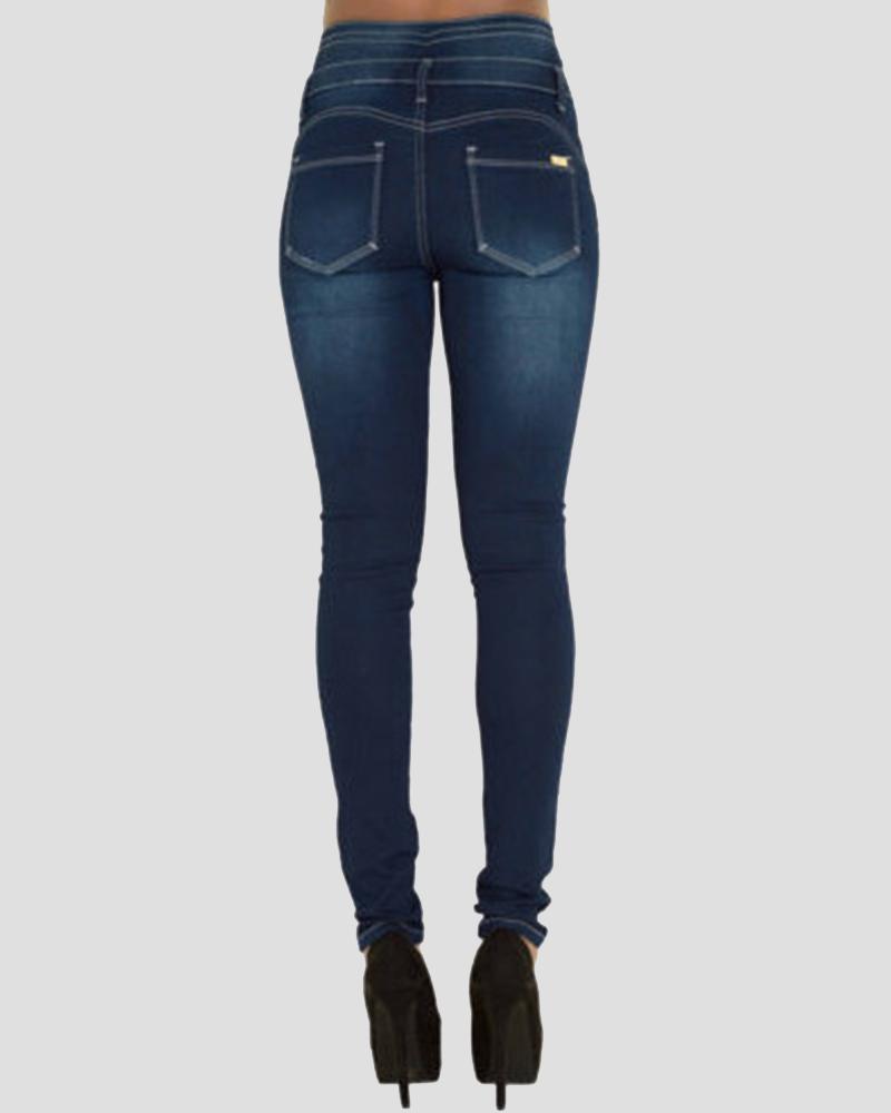 Button Front High Waist Skinny Jeans