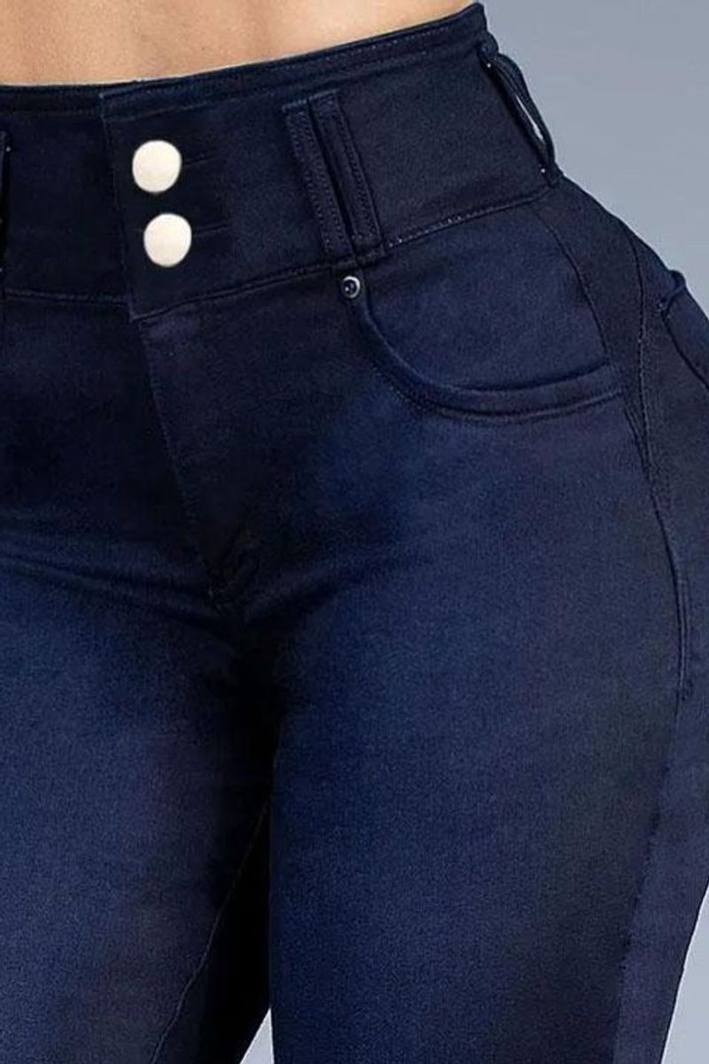 Button Front Butt Lifting Flare Jeans