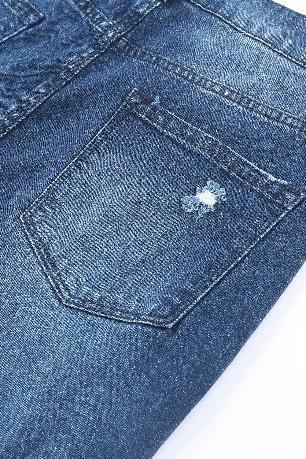 Blaue Skinny Jeans mit hoher Taille und Used-Look