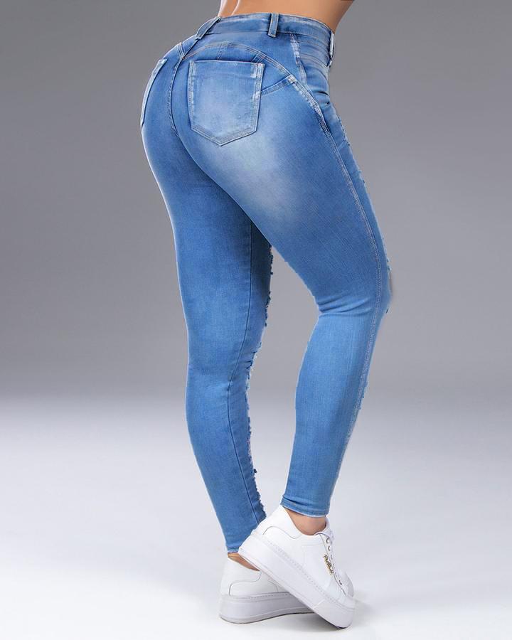 Distressed Butt Lifting Skinny Jeans