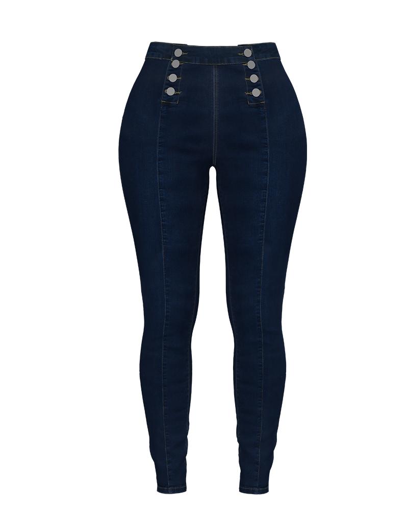 Double Breasted High Waist Skinny Jeans