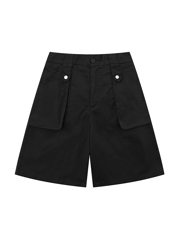 Schwarze Basic-Cargo-Shorts mit großen Taschen