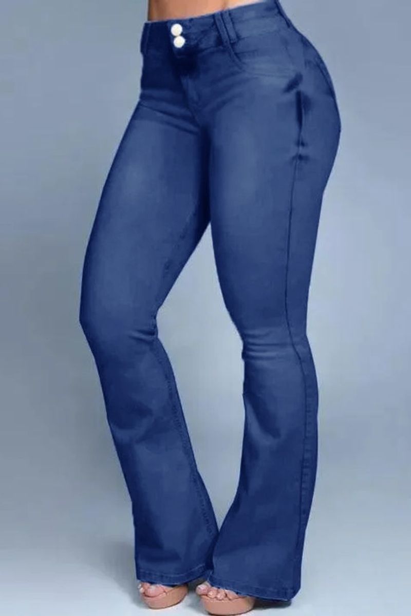 Button Front Butt Lifting Flare Jeans