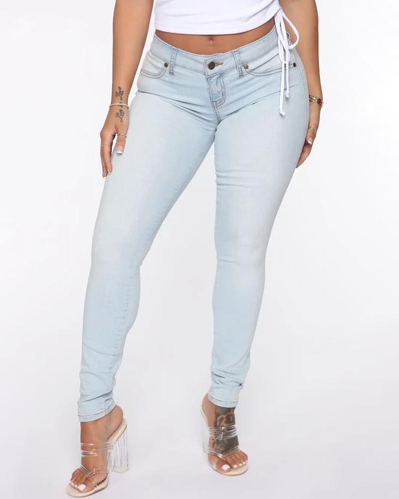 Elastic Low Waist Butt Lifting Jeans