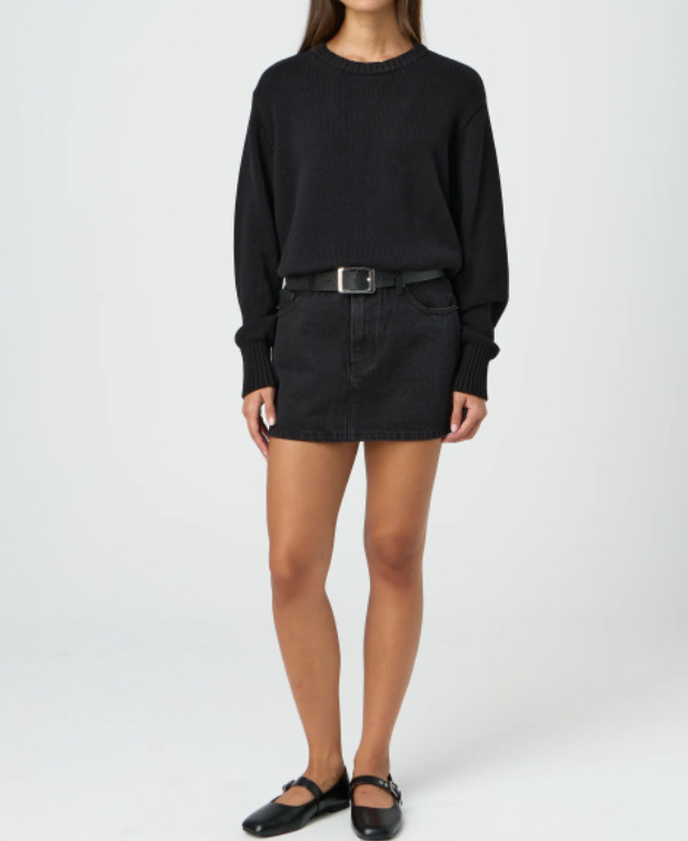 Slim Fit Stretch Washed Denim Mini Skirt