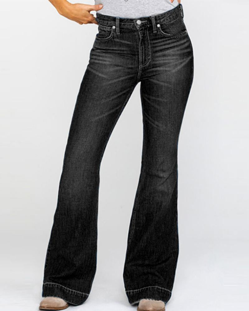 Classic Flare Hem High Waist Jeans