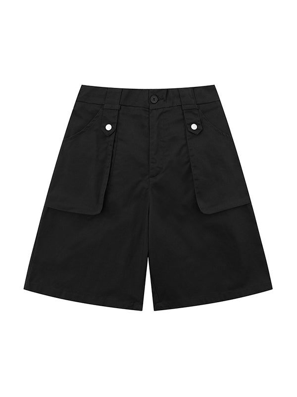 Schwarze Basic-Cargo-Shorts mit großen Taschen