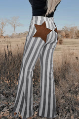 Stripe Star Embellished Western Flare Jeans