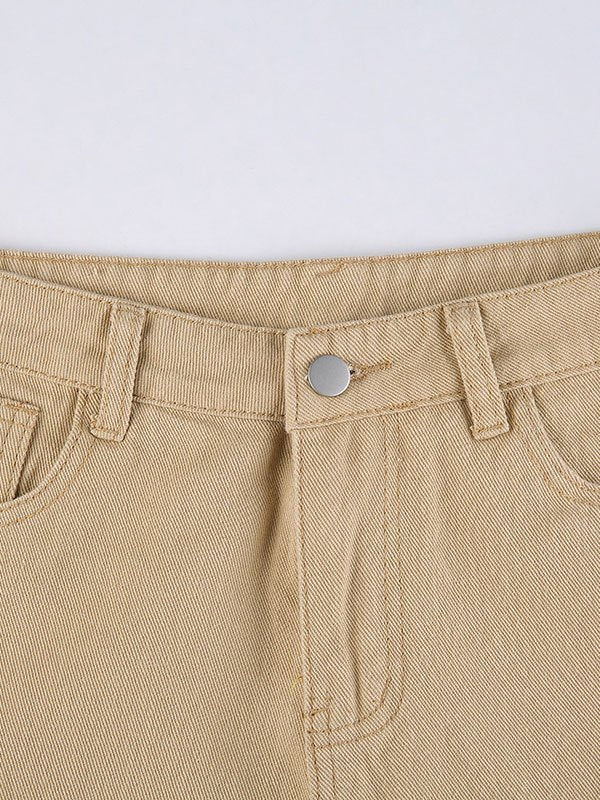 Beige Schlagjeans mit hoher Taille