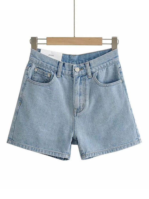 Shorts básicos de mezclilla lavada