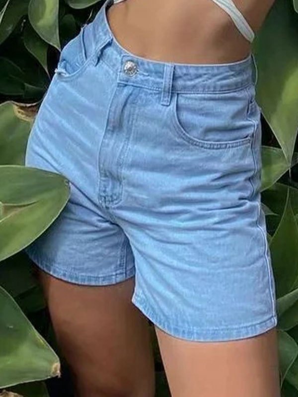 Basic Washed Denim Shorts