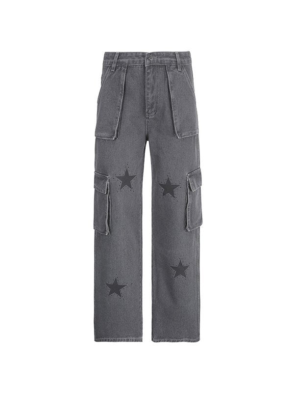 Boyfriend-Cargojeans mit Stern-Logo