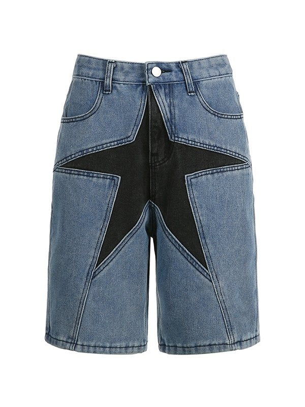 Jeansshorts mit fünfzackigem Stern