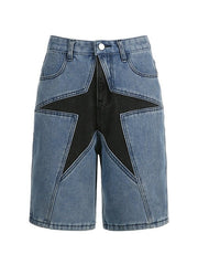 Jeansshorts mit fünfzackigem Stern