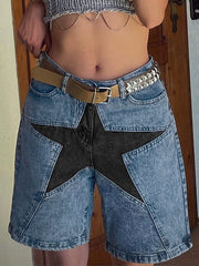 Jeansshorts mit fünfzackigem Stern