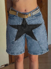 Jeansshorts mit fünfzackigem Stern