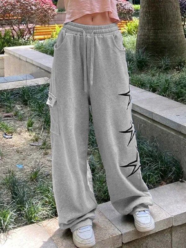 Baggy Sweatpants mit Sternenstickerei