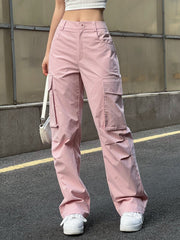 Gerüschte, rosa Cargohose mit geradem Bein