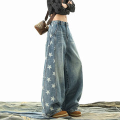 Side-Split Star-Printed Jeans