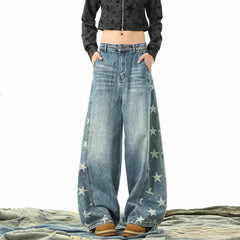 Side-Split Star-Printed Jeans