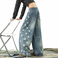 Side-Split Star-Printed Jeans