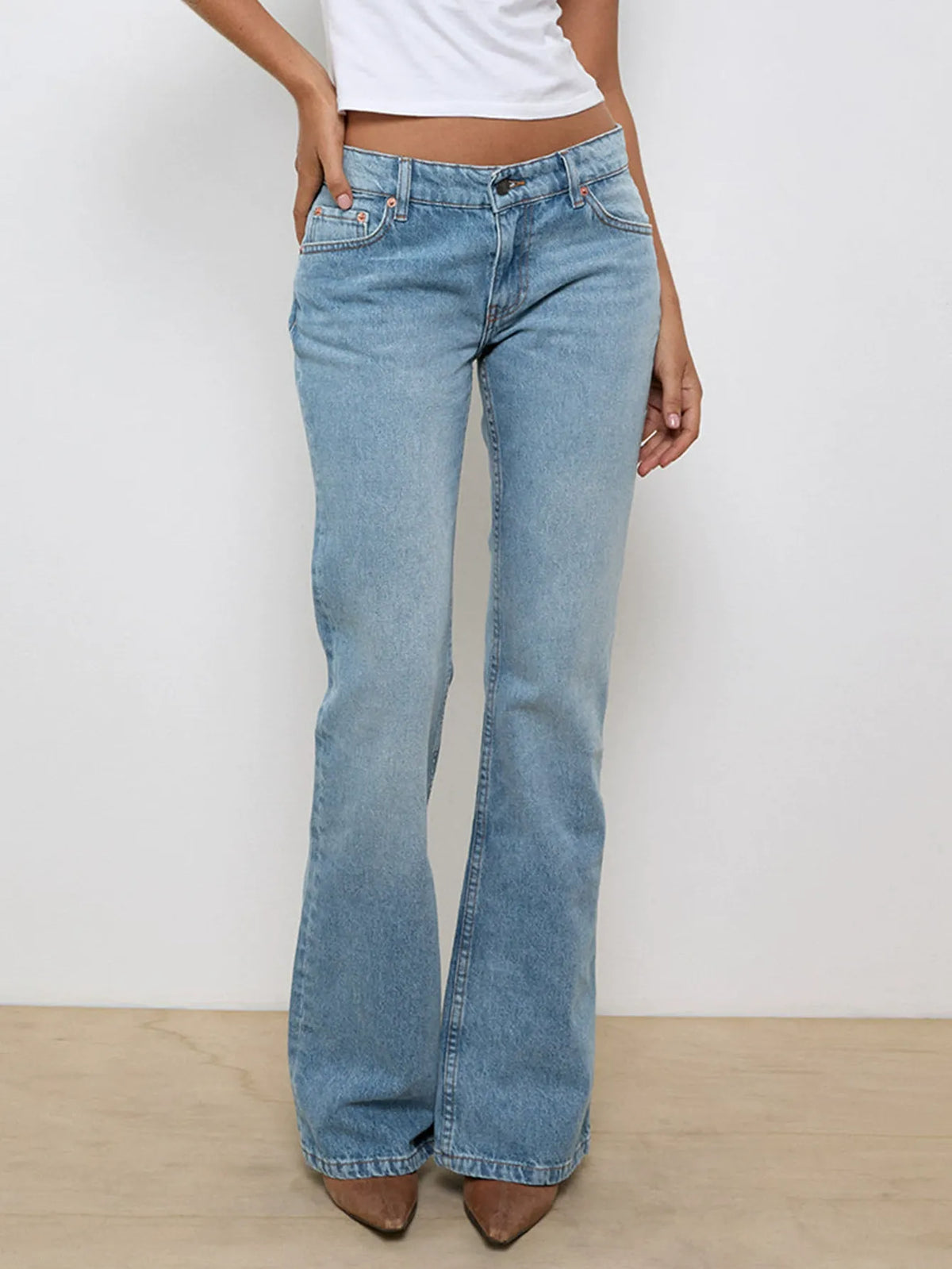 High-Waisted Slightly Flared Jeans