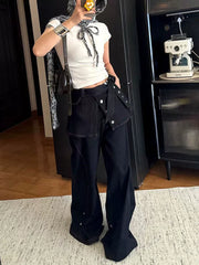 Two Pairs Of Retro Fake Wide-Leg Jeans