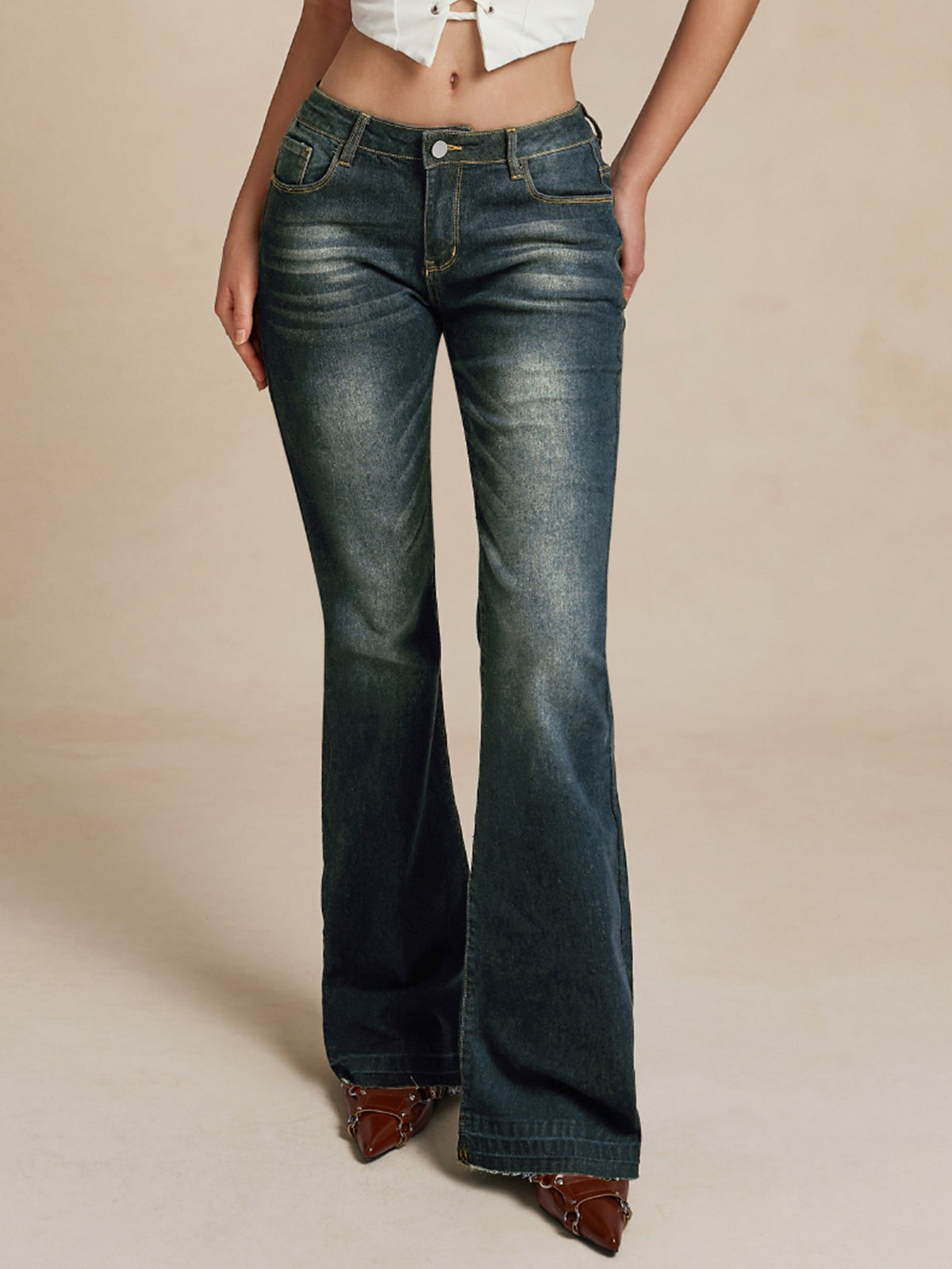 Low-Waisted Slightly Flared Jeans
