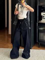 Two Pairs Of Retro Fake Wide-Leg Jeans