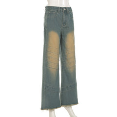 A Pair Of Wide-Leg Cinched-Waist Jeans