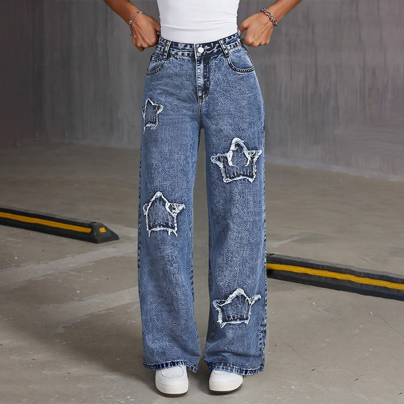 Wide-Leg Casual Jeans