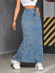 Slit Denim Fishtail Skirt