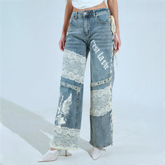 Low-Waist Lace Jeans