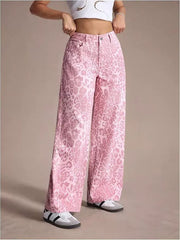 Leopard Print Wide-Leg Jeans