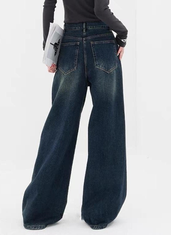 Dunkelblaue Vintage Baggy Boyfriend Jeans