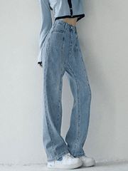 Blaue Boyfriendjeans mit verwaschenem Vintage-Nahtdetail