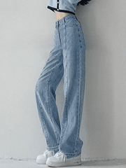 Blaue Boyfriendjeans mit verwaschenem Vintage-Nahtdetail