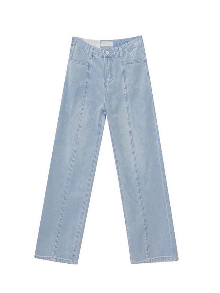 Blaue Boyfriendjeans mit verwaschenem Vintage-Nahtdetail