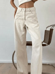 White Vintage Straight Leg Baggy Boyfriend Jeans with Splice