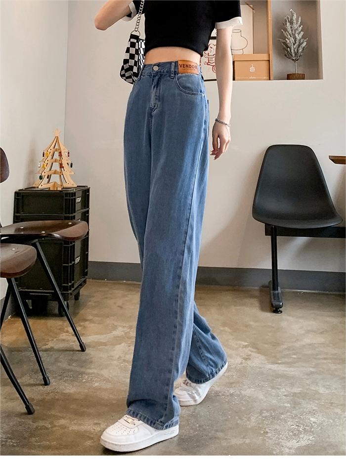 Basic Baggy Sommer Cooling Jeans mit hoher Taille