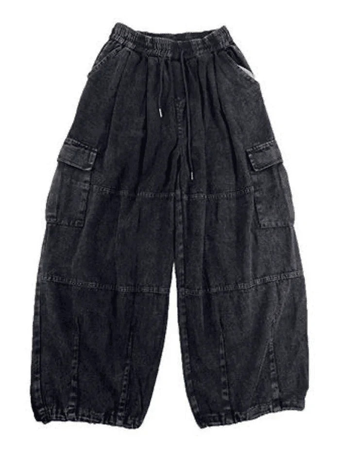 Black Hip Hop Baggy Cargo Jeans