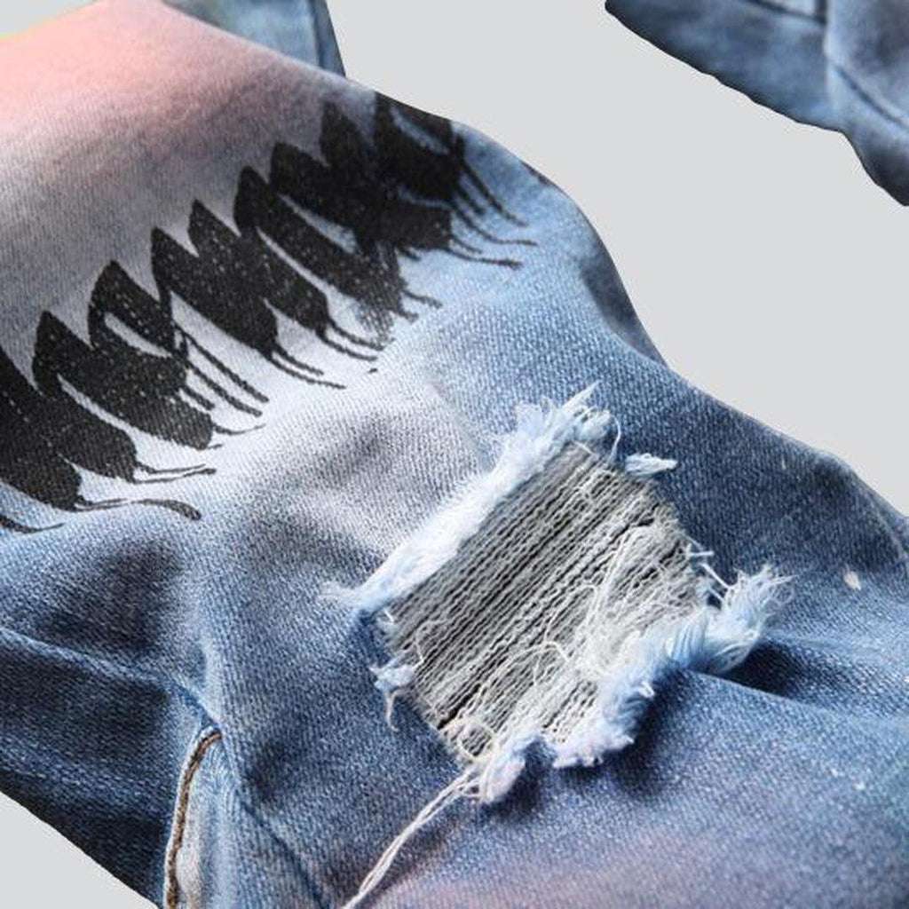 Graffiti-painted trendy men jeans