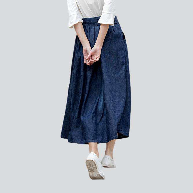 Dark wash flare jean skirt