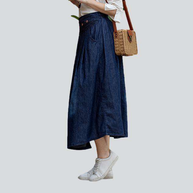 Dark wash flare jean skirt