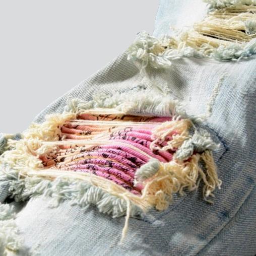 Rosa Patchwork-Jeans im Used-Look für Herren