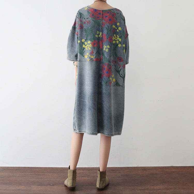 Vestidos vaqueros oversize de otoño 2021, camisas vaqueras casuales con flores florecientes