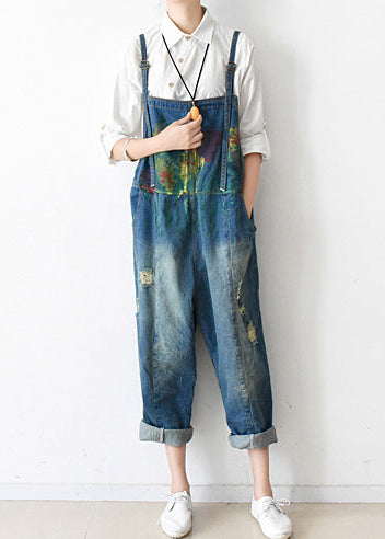 2021 Herbst übergroße Denim-Overalls lässige Blue Jeans Denim-Outfits süß